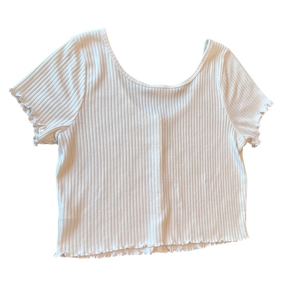 Double Zero Lovely Ribbed Button Front Crop Top Size L - Picture 6 of 8